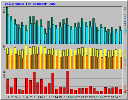 Daily usage for December 2021