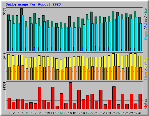Daily usage for August 2023