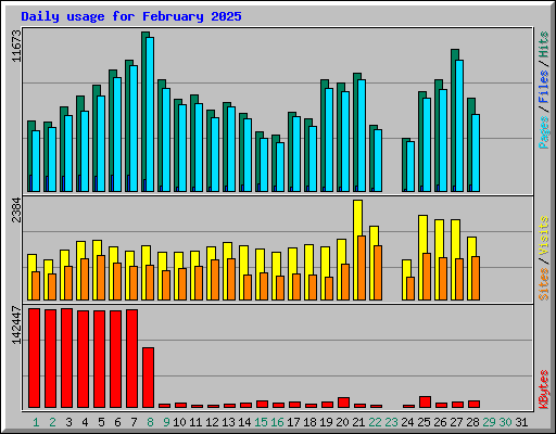 Daily usage for February 2025